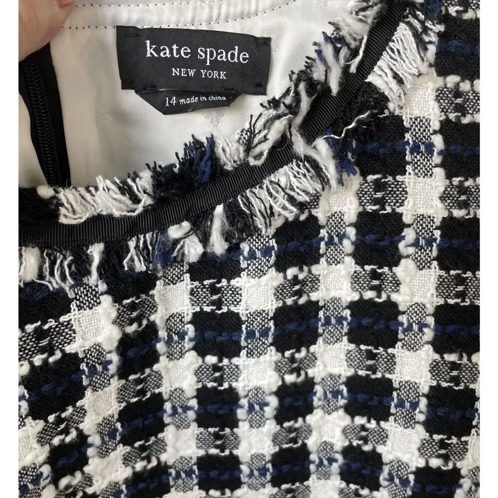 New Without Tag Women’s Kate Spade Tweed  Checkers Shift Dress MSRP $449 Sz. 14